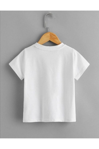 Kuromi Baskı Detaylı Kısa Kollu %100 Pamuklu Beyaz Kız Çocuk T-shirt Beyaz