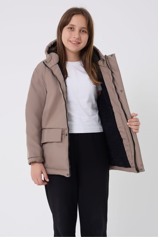 Kız Çocuk Vizon İçi Kürklü Su Ve Rüzgar Geçirmez Kapüşonlu 3 Cep Kışlık Mont & Kaban & Parka Vizon