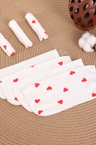 Vavbaby 7 Li Bebek Ağız Mendili Seti %100 Pamuk, Yumuşak Ve Emici Orta Kalp Krem