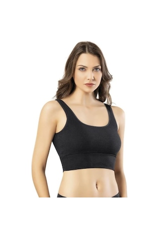 Ht Sağlık Dalgıç Fitilli Kaşkorse Pedli Büstiyer Crop Siyah