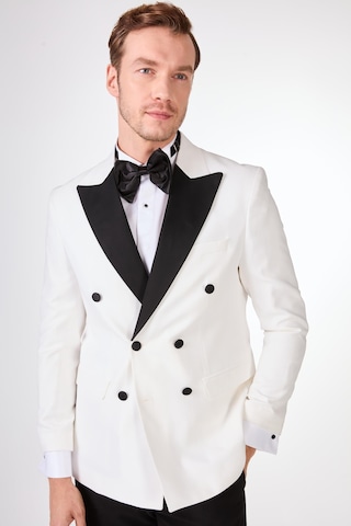 Dufy Ekru Erkek Slim Fit Düz Sivri Yaka Smokin Takım - 92441 Ekru