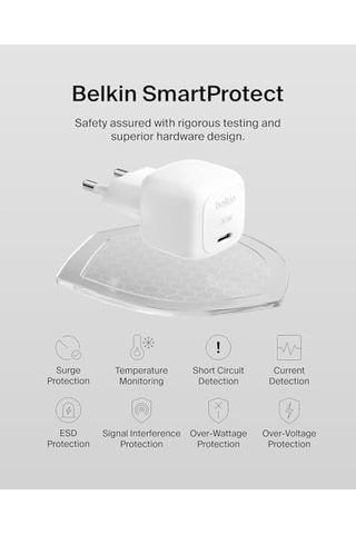 30w Kompakt Duvar Şarj Cihazı, Usb-c Power Delivery Hızlı Şarj,, Galaxy, İpad, Airpods, Tablet & Daha Fazlası İçin, Usb-c - Lightning Kablo İle, Beyaz