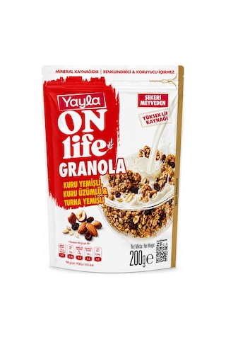 Yayla On Life Granola Kuruyemişli & Kuru Üzümlü 200 Gr Sağlıklı Kahvaltılık Granola