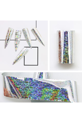 10lu Tırnak Süsleme Folyosu Holografik Geometri Dizayn Nail Art Transfer Folyo Wnf-273