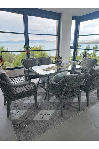 Tu Tienda Medya 6 Sandalyeli Bahçe Balkon Mutfak Masa Takımı,gri Gri
