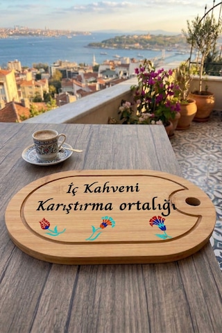 Kahve Keyfi Temalı Afilli Kahve Sunum Tablası Figür 18 Kahve Keyfi Temalı Afilli Kahve Sunum Tablası Figür 18