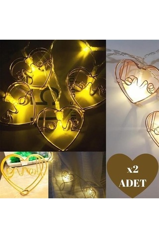 Hobibahçem Kalpli Şerit Led Işık Zinciri Aydınlatma Doğum Günü Süs Işığı Günışığı