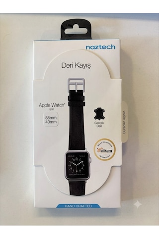 Naztech Apple Watch 1-2-3-4-5 Uyumlu 38-40 Mm Deri Kayış Siyah