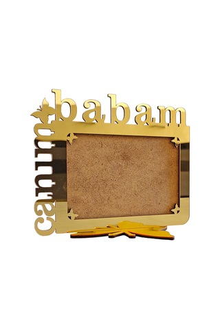 Babalar İçin Gold Aynalı Pleksi Fotoğraf Çerçevesi Canım Babam