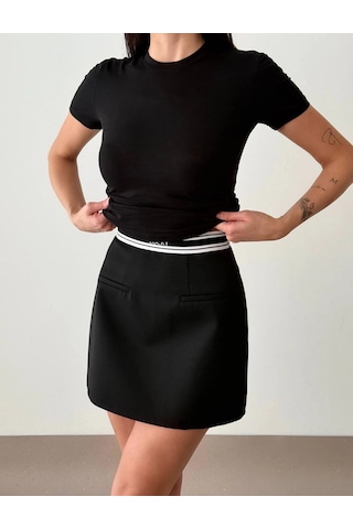 Bisiklet Yaka Basic T-shirt Siyah Siyah
