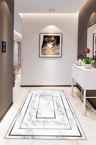Silver Çerçeveli Kaymaz Tabanlı Dekoratif Halı Rv007n11
