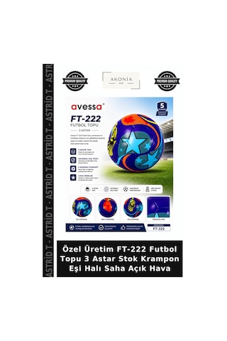 Astrid T Özel Üretim Ft-222 Futbol Topu 3 Astar Stok Krampon Eşi Halı Saha Açık Hava Çok Renkli
