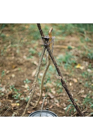 Bloomnest Açık Hava Kamp Piknik Rafı Tencere Braketi 3 Delikli Paslanmaz Çelik Odun Ateşi Üçgen Askısı Metalik, Küçük Boyutlu Tasarım Metalik