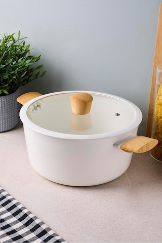 Danish Cook Beige İndüksiyon Tabanlı Derin Tencere 24 Cm Bej Bej