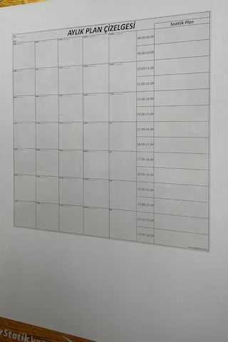 Aylık Planlayıcı Manyetik Duvar Stickerı Takvim Plan Çizelgesi 5 Renkli