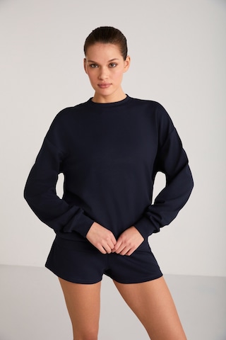 ETHIQUET MAİSİE Kadın Scuba Kumaşlı Aşırı yumuşak Yuvarlak Yakalı Oversize acivert Sweatshirt