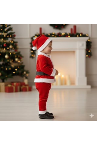 Miniko Kids Erkek Çocuk Noel Yılbaşı Temalı Noel Baba Takımı Kırmızı