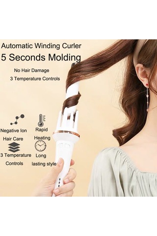 Sones Çift Yönlü Dönen Seramik Sır Kaplamalı Otomatik Bukle Makinesi Saç Bakımı, Fiş: Ab Fişi Beyaz