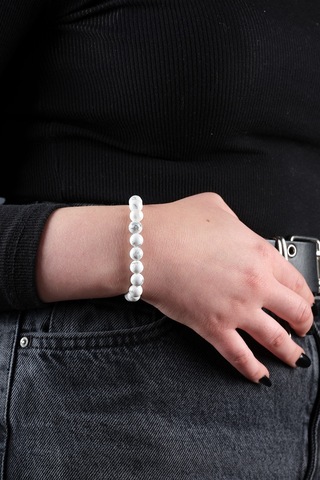 Ssilhoutte Doğaltaş Sertifikalı Havlit Taşı Diş Sağlığı Ve Stres Bilekliği Hediye Bileklik Doğaltaş Bileklik Beyaz