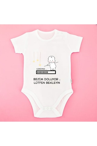 Bezim Doluyor Loading Bebek Body - Espirili Bebek Kıyafeti Beyaz