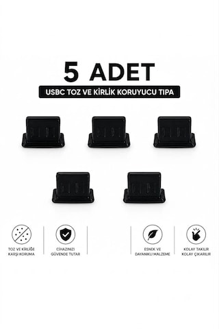 5 Adet Tüm Usb Portlara Uyumlu Toz Ve Kir Önleyici Usb Soket Koruyucu Tıpa