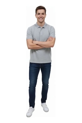 Vexor Erkek Pike Kumaş Düğmeli Yaka Regular Fit Günlük Kısa Kol Tişört T-shirt - Gri