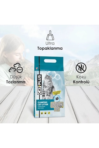 CatPlus Aktif Karbon Topaklaşan Bentonit Kedi Kumu 2 x 10 L