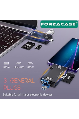 Forzacase Fc984 6in1 Usb Otg Sd / Tf  Usb 3.0 Type-c Micro Usb Kart Okuyucu