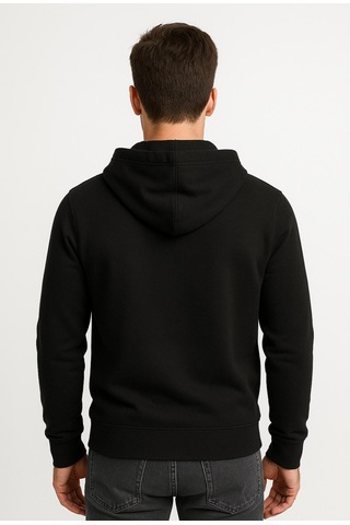 Axxel Erkek Siyah 2 İplik Fermuarlı Kapüşonlu Sweatshirt-w1084 Siyah