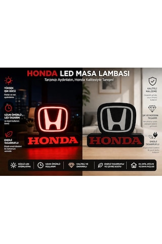Honda Masa Lambası , Honda Logolu Led Işıklı Masa Lambası , Honda Gündüz Gece Masa Lambası Siyah