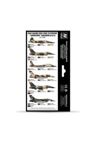 Vallejo 71616 8x18 Ml. Usaf Colors Post Wwıı To Present Aggressor Squadron Part I, Model Air Serisi Model Boyası Seti Renkli