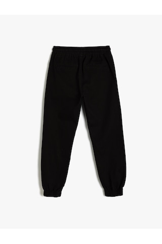 Koton Jogger Okul Pantolonu Beli Bağlamalı Pamuklu Cepli Siyah 5wkb40006tw Siyah