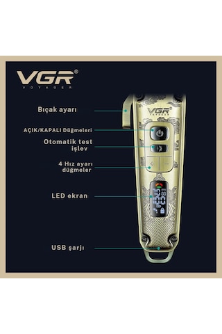 Vgr V-005 Profesyonel Saç Kesme ve Tıraş Makinesi Renkli Taraklı Tam Set
