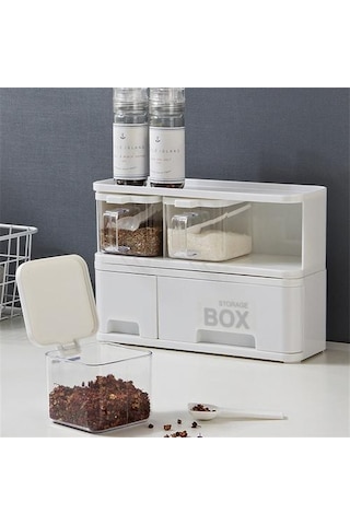 Mutfak Baharat Rafı Biber Çalkayıcılar Pişirme Alet Tuz Domuzları Çeşni Kavanoz Depolama Konteyneri Baharat Kutusu Cruet Şişe Organizatör Tuz Domuzları, Mahzenler Ve Sunucular 3