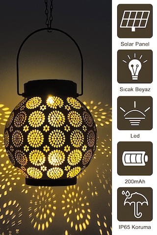 Greentech Güneş Enerjili Dekoratif Led Fener / Askılı Bahçe Feneri / Bahçe Dekorasyon Feneri / GT-SL25G