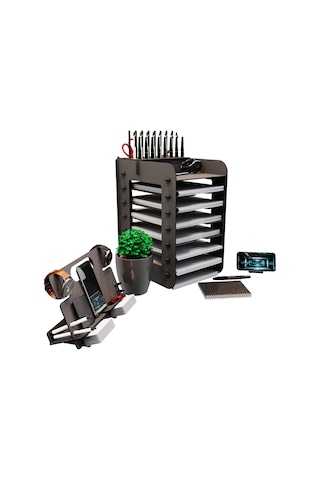 Kuk Design Robinia A4 Evrak Rafı Ofis Masaüstü Organizer Set Ceviz