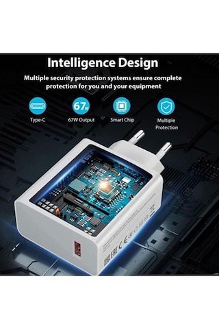 67w Type-c Şarj Adaptörü Ve Kablo Seti, Hızlı, Apple iPhone Redmi Huawei Uyumlu 67 W