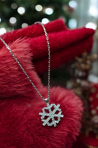 Modagümüşevi 925 Ayar Gümüş Kar Tanesi Kolye, Gümüş Kadın Kolye, Kar Tanesi Kolye