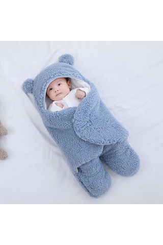 Eternal Luck Yenidoğan Sonbahar ve Kış Kalınlaşmış Battaniye - Mavi