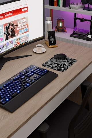 Siyah Beyaz 22x18 Taraftar Gaming Oyuncu Mouse Pad Kaymaz Taban Küçük Klavye Fare Altlığı Topography