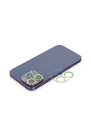 Apple iPhone Uyumlu 13 Pro Renkli Kamera Lens Koruma Cam - Yeşil-sarı Çok Renkli