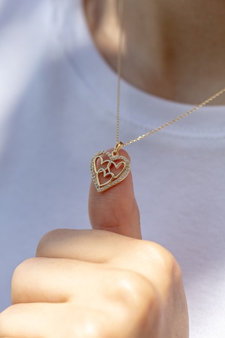 Çgk Çiğdem Gürel Kuyumculuk Çgk Kadın Kalpler Motifli Altın Kolye-hediyelik Kolye-şık Tasarım-sevgiliye Hediye Gold