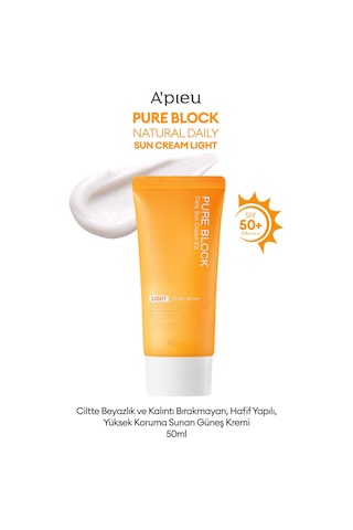 Missha Yapışkan His Bırakmayan Güneş Koruyucu Apıeu Pure Block Daily Sun Cream Ex Spf50/PA 50 ML