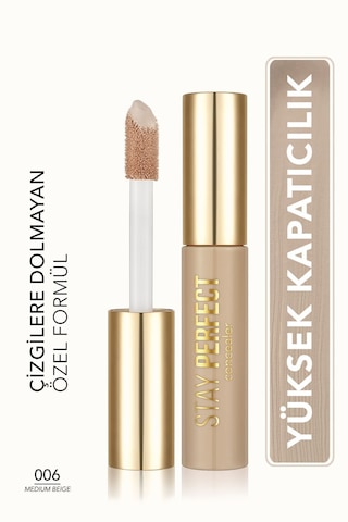 Flormar Stay Perfect Yüksek Pigmentli & Yarı Mat Bitişli Likit Kapatıcı 006 Medium Beige