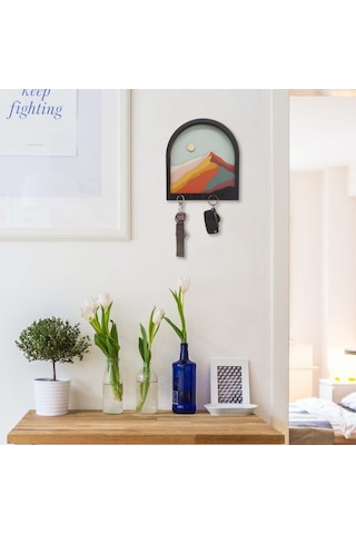 Caju Art & Decoration Ahşap Renkli Dağlar 3 Boyutlu Kabartma Hol Askı Anahtarlık Genel