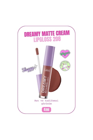 Callista Dreamy Matte Cream Lipgloss Mat Görünümlü Dudak Parlatıcısı - 208 Front Row - Kahverengi