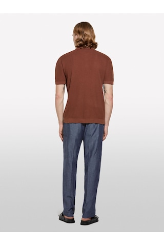 %100 Pamuk Triko Polo T-shirt Erkek Kahverengi Polo - 325p1094s300m Kahverengi