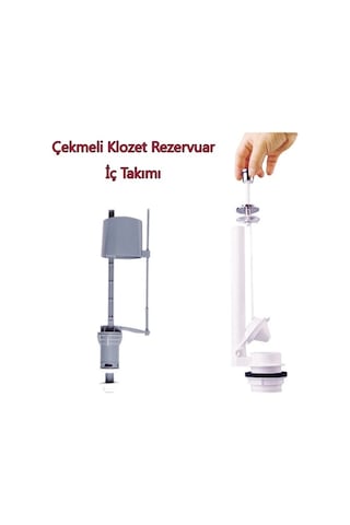Klozet Sifon Çekmeli Rezervuar İç Takım Su Tasarruflu Seramik Açık Gri