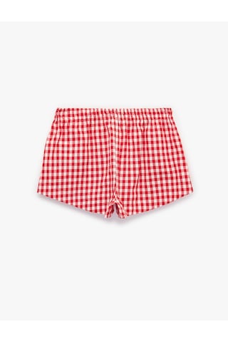 Koton Beli Lastikli Rahat Kalıp Pötikareli Şort Pijama Altı Kırmızı Ekose 6slk80064mw Kırmızı Ekoseli