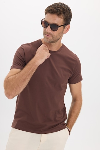 Tudors Erkek Slim Fit Dar Kesim Pamuklu Yumuşak Doku Esnek Kumaş Basic Kahverengi Bisiklet Yaka Tişört-52096